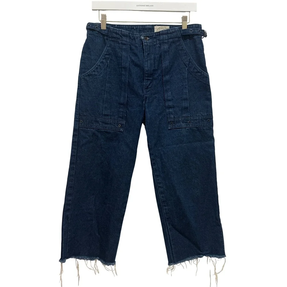 Vintage Levi's 511M 1985 Jeans Women 29 Dark Blue Wide Leg Utility Crop USA Made - Picture 2 of 9